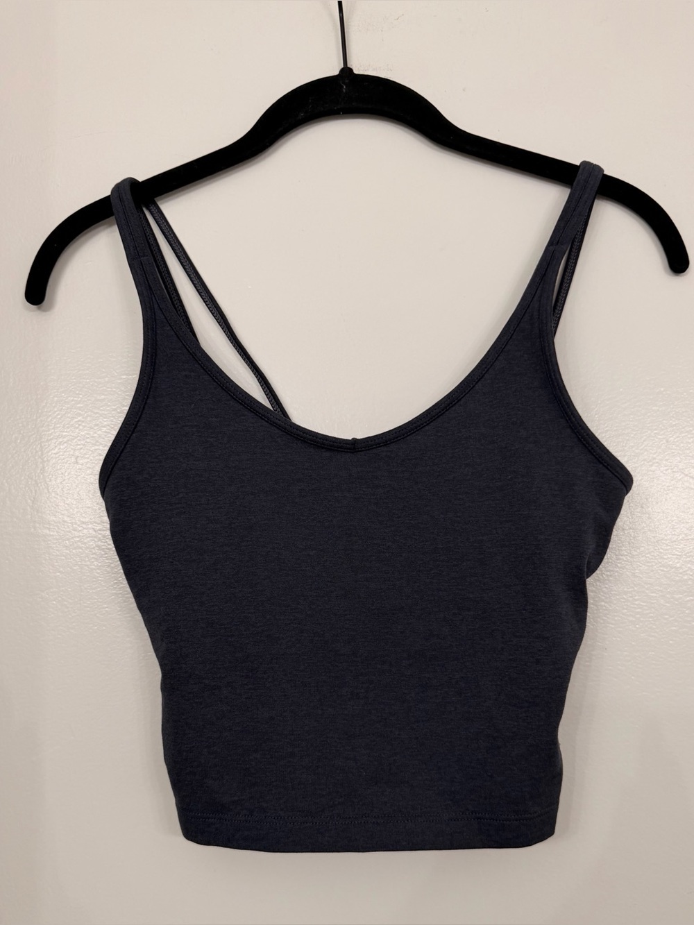 Vuori Halo Double Strap Performance Crop Top Heathered Black & Blue Size XS